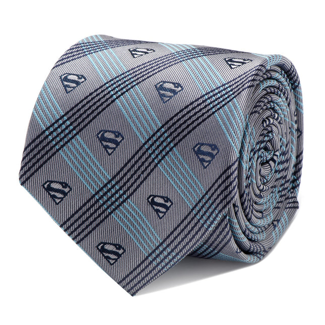 DC Superman Gray Plaid Tie DC Comics Ties - Paul Malone.com