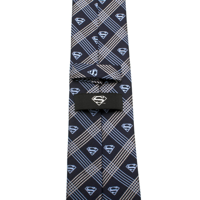 DC Superman Shield Navy Plaid Mens Tie DC Comics Ties - Paul Malone.com