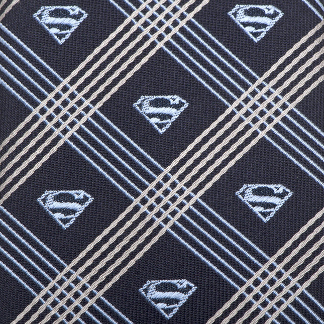 DC Superman Shield Navy Plaid Mens Tie DC Comics Ties - Paul Malone.com