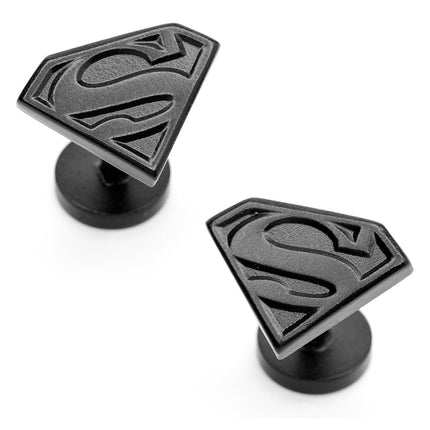 DC Superman Shield Satin Black Cufflinks DC Comics Cufflinks - Paul Malone.com