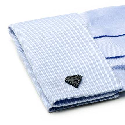 DC Superman Shield Satin Black Cufflinks DC Comics Cufflinks - Paul Malone.com