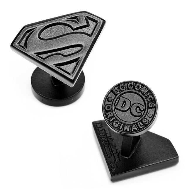 DC Superman Shield Satin Black Cufflinks DC Comics Cufflinks - Paul Malone.com