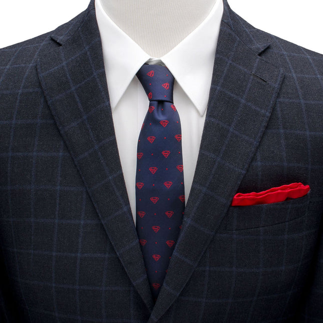 DC Superman Shield Navy and Red Dot Tie DC Comics Ties - Paul Malone.com