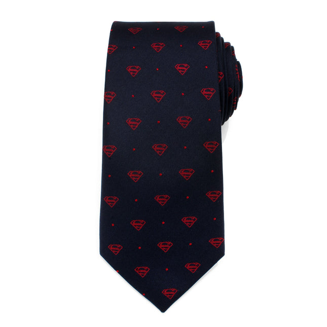 DC Superman Shield Navy and Red Dot Tie DC Comics Ties - Paul Malone.com