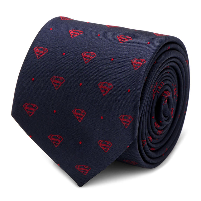 DC Superman Shield Navy and Red Dot Tie DC Comics Ties - Paul Malone.com