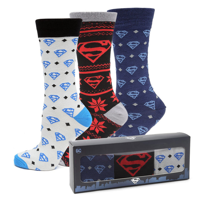 DC Superman 3 Pair Sock Gift Set DC Comics Socks - Paul Malone.com