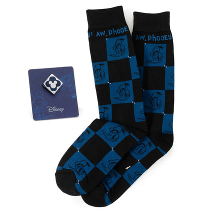 Disney Donald Duck Black Dress Socks & Blue Mickey Mouse Lapel Pin Gift Set Disney Socks - Paul Malone.com