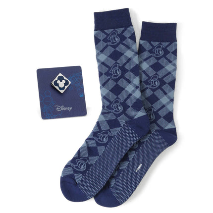 Disney Donald Duck Plaid Socks and Mickey Mouse Blue Lapel Pin Gift Set Disney Socks - Paul Malone.com