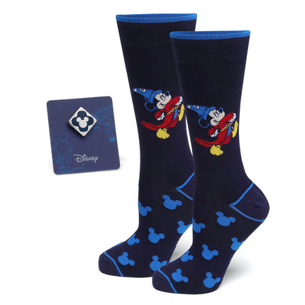 Disney Fantasia Mickey Mouse Navy Socks and Blue Lapel Pin Gift Set Disney Socks - Paul Malone.com