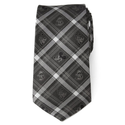 Disney Mickey and Friends Charcoal Plaid Men's Tie Disney Ties - Paul Malone.com