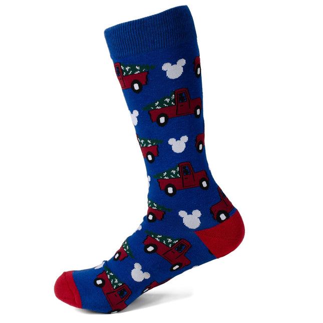 Disney Mickey Mouse Holiday Truck Navy Socks and Blue Lapel Pin Gift Set Disney Socks - Paul Malone.com