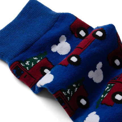 Disney Mickey Mouse Holiday Truck Navy Socks and Blue Lapel Pin Gift Set Disney Socks - Paul Malone.com