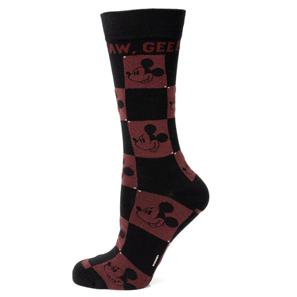 Disney Mickey Mouse Red Check Sock and Mickey Blue Lapel Pin Gift Set Disney Socks - Paul Malone.com