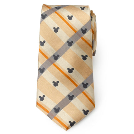 Disney Mickey Mouse Silhouette Tan Plaid Tie Cufflinks.com Tie - Paul Malone.com