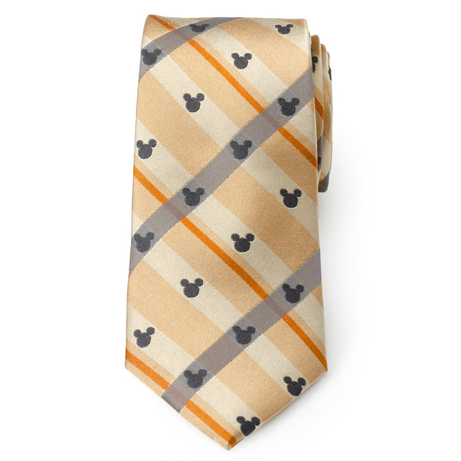 Disney Mickey Mouse Silhouette Tan Plaid Tie Cufflinks.com Tie - Paul Malone.com