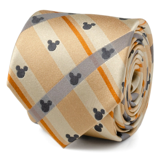 Disney Mickey Mouse Silhouette Tan Plaid Tie Cufflinks.com Tie - Paul Malone.com