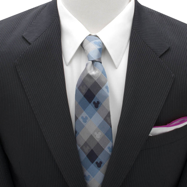Disney Mickey Mouse Blue Plaid Mens Tie Cufflinks.com Tie - Paul Malone.com
