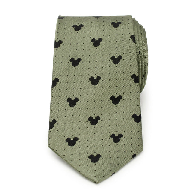 Disney Mickey Mouse Silhouette Dot Green Men's Tie Cufflinks.com Tie - Paul Malone.com