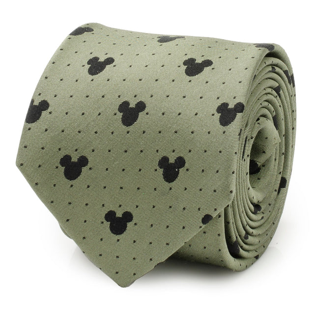 Disney Mickey Mouse Silhouette Dot Green Men's Tie Cufflinks.com Tie - Paul Malone.com