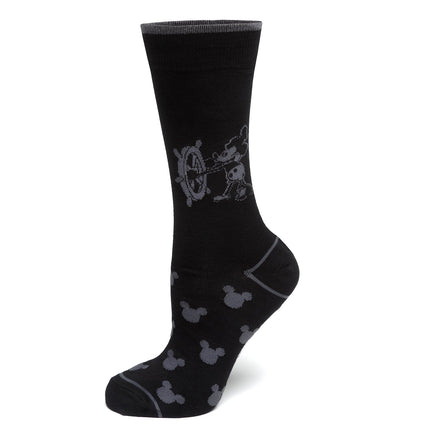 Disney Mickey Mouse Steamboat Willie Sock and Mickey Blue Lapel Pin Gift Set Disney Socks - Paul Malone.com