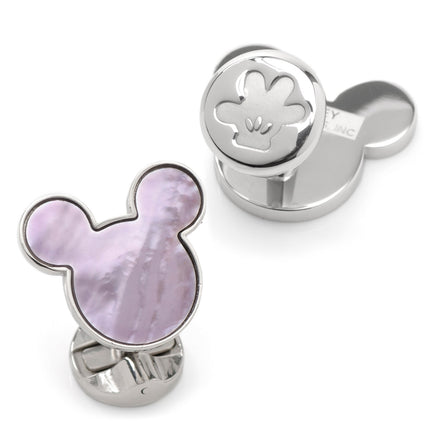 Disney Mickey Mouse Silhouette Lavender Mother of Pearl Sterling Silver Cufflinks Disney Cufflinks - Paul Malone.com