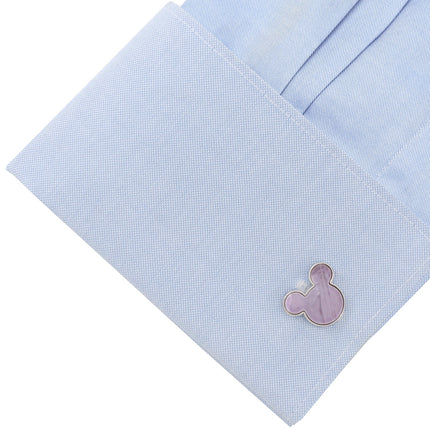 Disney Mickey Mouse Silhouette Lavender Mother of Pearl Sterling Silver Cufflinks Disney Cufflinks - Paul Malone.com