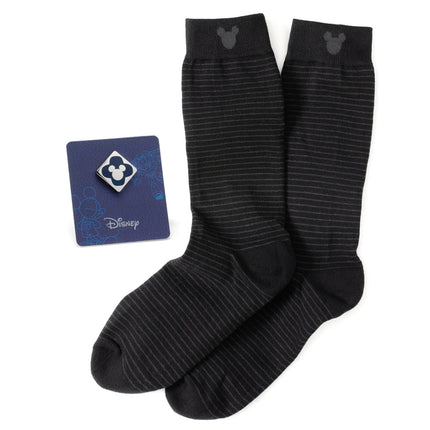 Disney Mickey Mouse Silhouette Stripe Sock and Mickey Blue Lapel Pin Gift Set Disney Socks - Paul Malone.com