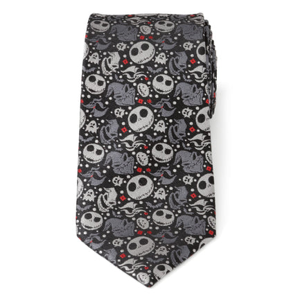 Disney The Nightmare Before Christmas Black Gray Pattern Men's Tie Disney Ties - Paul Malone.com