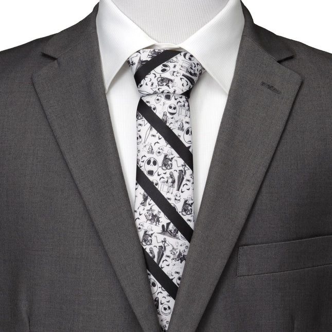 Disney The Nightmare Before Christmas Striped Black Men's Tie Cufflinks.com Tie - Paul Malone.com