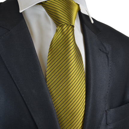 Gold and Brown Striped Silk Necktie by Paul Malone Paul Malone Ties - Paul Malone.com