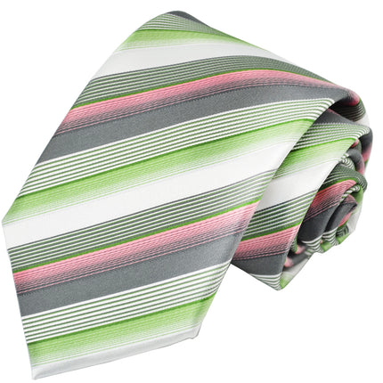 Green and Pink Striped Silk Tie and Pocket Square Paul Malone Ties - Paul Malone.com