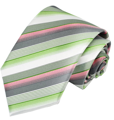 Green and Pink Striped Silk Tie and Pocket Square Paul Malone Ties - Paul Malone.com