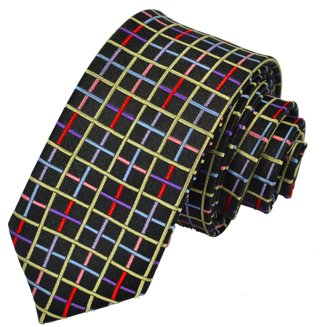 Black Squared Slim Silk Necktie Set by Paul Malone Paul Malone Ties - Paul Malone.com