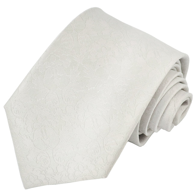 Silver Floral Silk Tie and Pocket Square Paul Malone Ties - Paul Malone.com