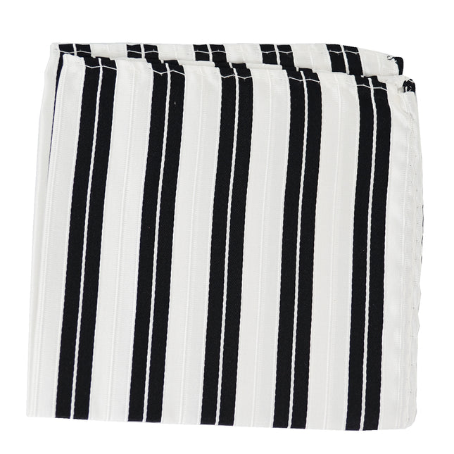 Paul Malone Black and White Striped Silk Pocket Square Paul Malone Pocket Square - Paul Malone.com