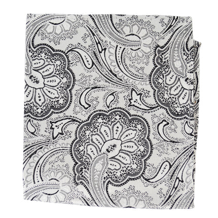Paul Malone Silver Paisley Silk Pocket Square Paul Malone Pocket Square - Paul Malone.com