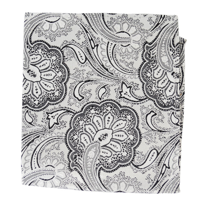 Paul Malone Silver Paisley Silk Pocket Square Paul Malone Pocket Square - Paul Malone.com