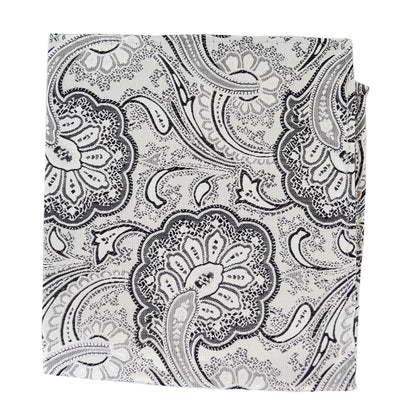 Paul Malone Silver Paisley Silk Pocket Square Paul Malone Pocket Square - Paul Malone.com