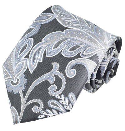 Charcoal and Grey Paisley 7-fold Silk Tie Set Verse9 Ties - Paul Malone.com