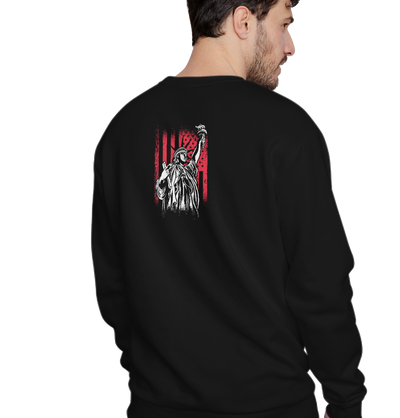 Black Crewneck Sweater with USA Print Gildan Sweatshirt - Paul Malone.com