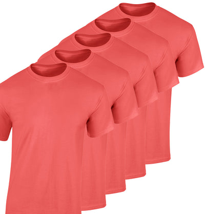 Solid Coral Silk Heavy Cotton T-Shirt (5 Pack) Paul Malone T-Shirt - Paul Malone.com