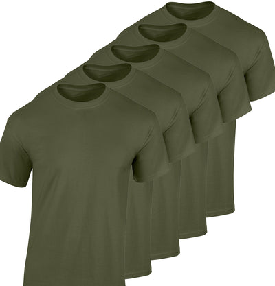 Solid Military Green Heavy Cotton T-Shirt (5 Pack) Paul Malone T-Shirt - Paul Malone.com