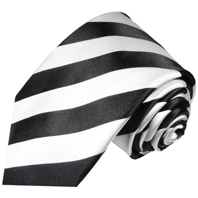 Classic Black and White College Striped Men's Necktie Paul Malone Ties - Paul Malone.com