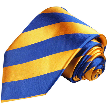 Classic Gold and Blue College Striped Men's Necktie Paul Malone Ties - Paul Malone.com