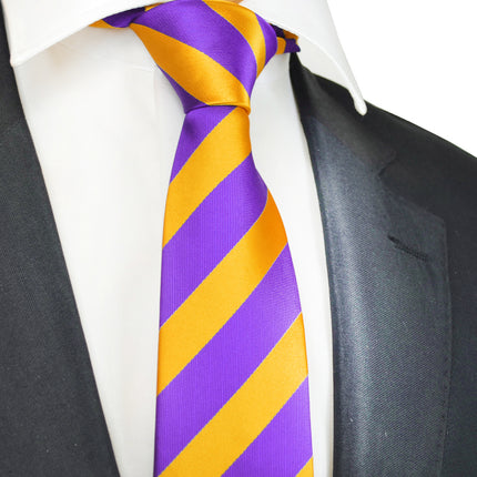 Classic Purple and Gold College Striped Men's Necktie Paul Malone Ties - Paul Malone.com