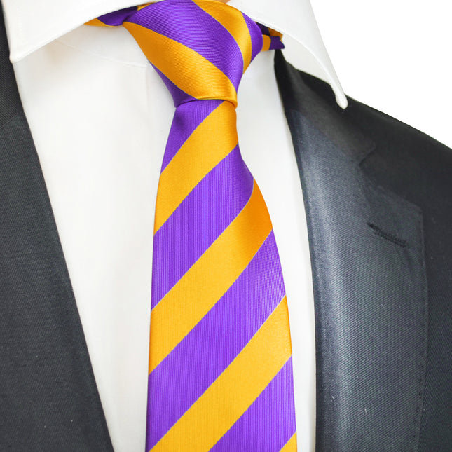 Classic Purple and Gold College Striped Men's Necktie Paul Malone Ties - Paul Malone.com