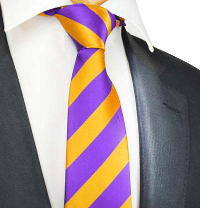 Classic Purple and Gold College Striped Men's Necktie Paul Malone Ties - Paul Malone.com