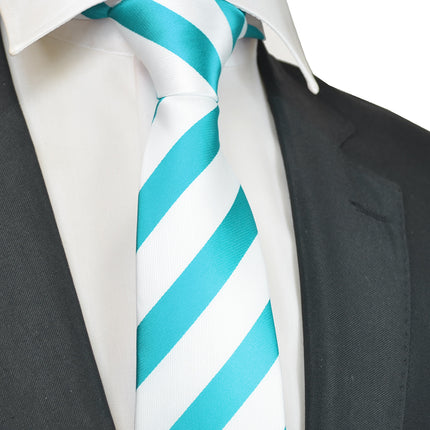 Classic Angel Blue College Striped Men's Necktie Paul Malone Ties - Paul Malone.com