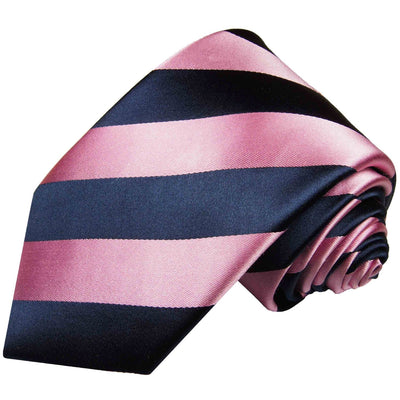 Classic Pink and Navy College Striped Men's Necktie Paul Malone Ties - Paul Malone.com