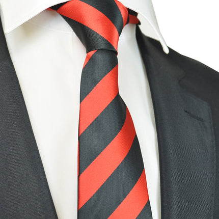 Classic Red and Black College Striped Men's Necktie Paul Malone Ties - Paul Malone.com